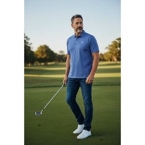 Peter Millar Summer Comfort Men's Blue Performance Golf Polo Shirt XL